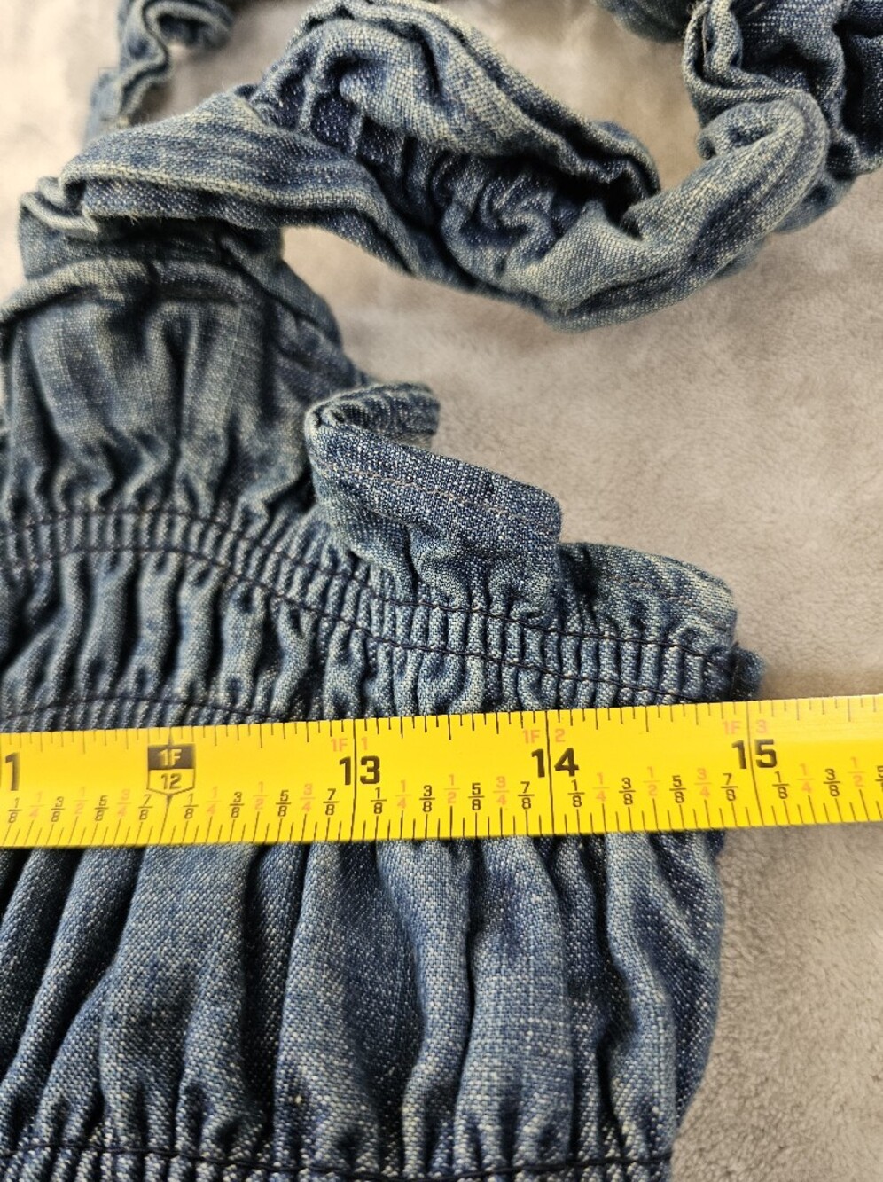 NWT Kimchi Blue Kenzie Empire Waist Bow Back Denim Maxi Dress - Picture 8 of 9